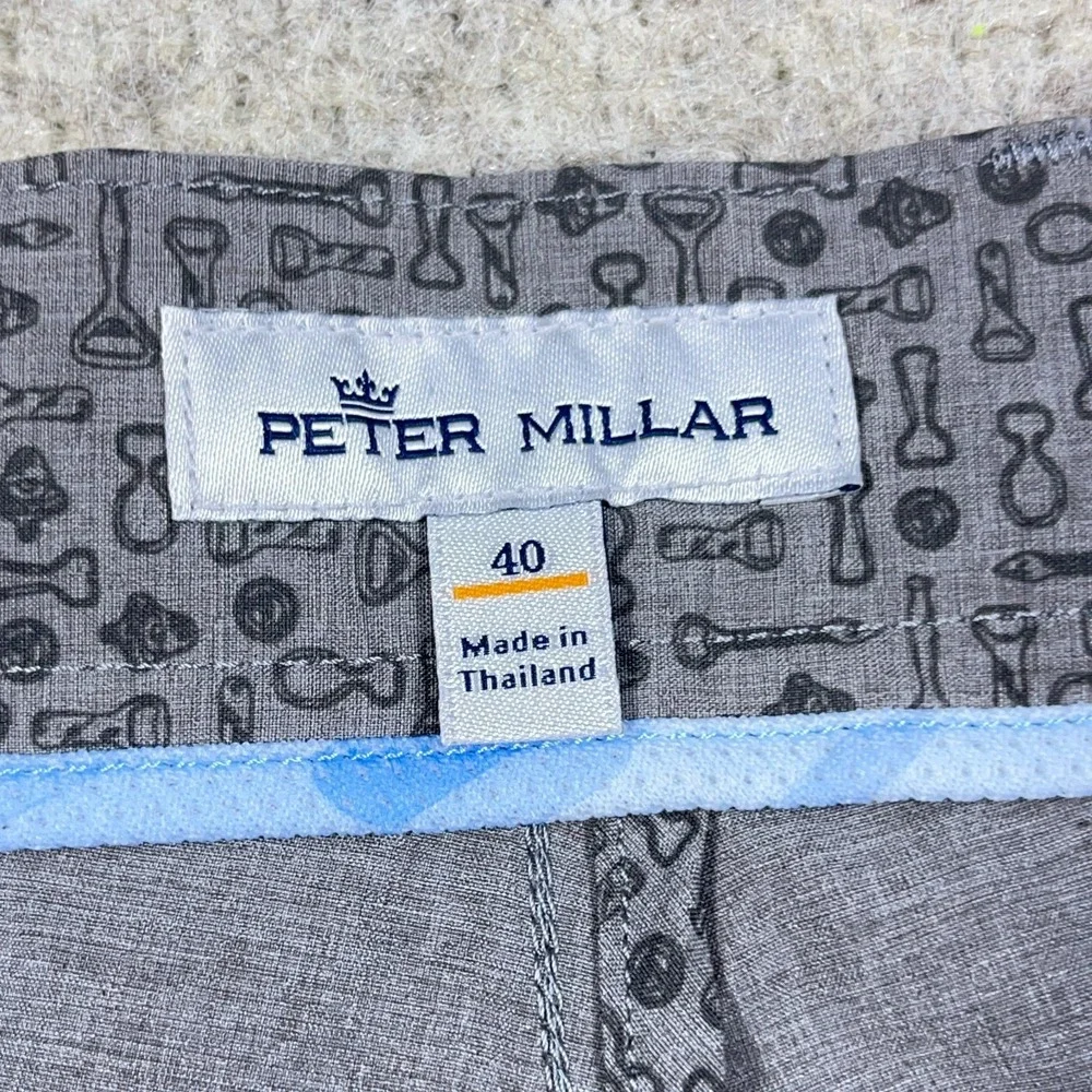 Peter Millar ‎ Golf Shorts Men 40 Gray Chino Performance Wicking All Over Print